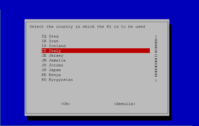 Retropie Menu - Raspi-Config - Network Options - Wi-fi - Italy