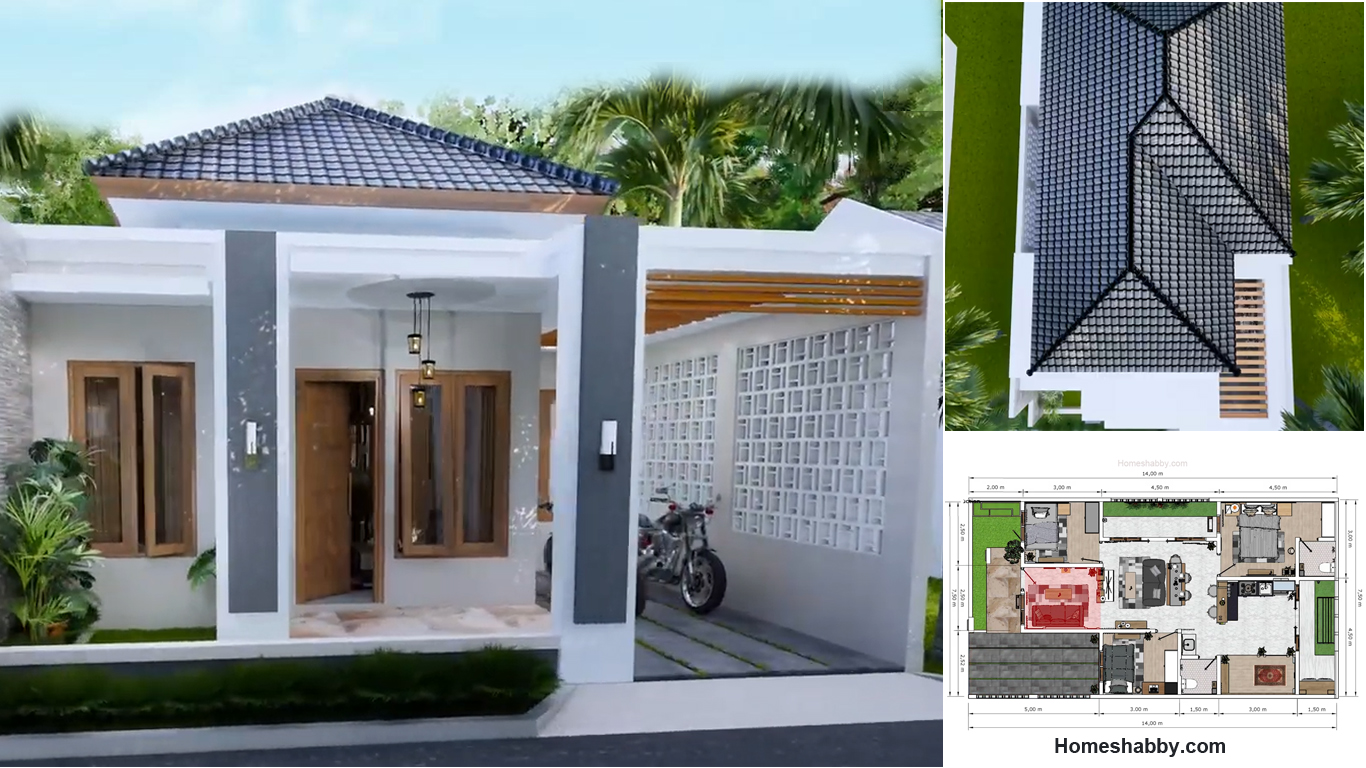 Desain dan Denah Rumah Minimalis Modern Ukuran 7 5 x 14 M 