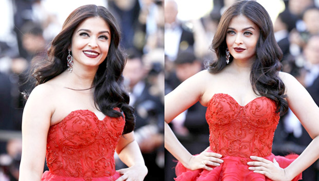 Aishwarya Rai at Cannes 2017 on Red Carpet with red dress