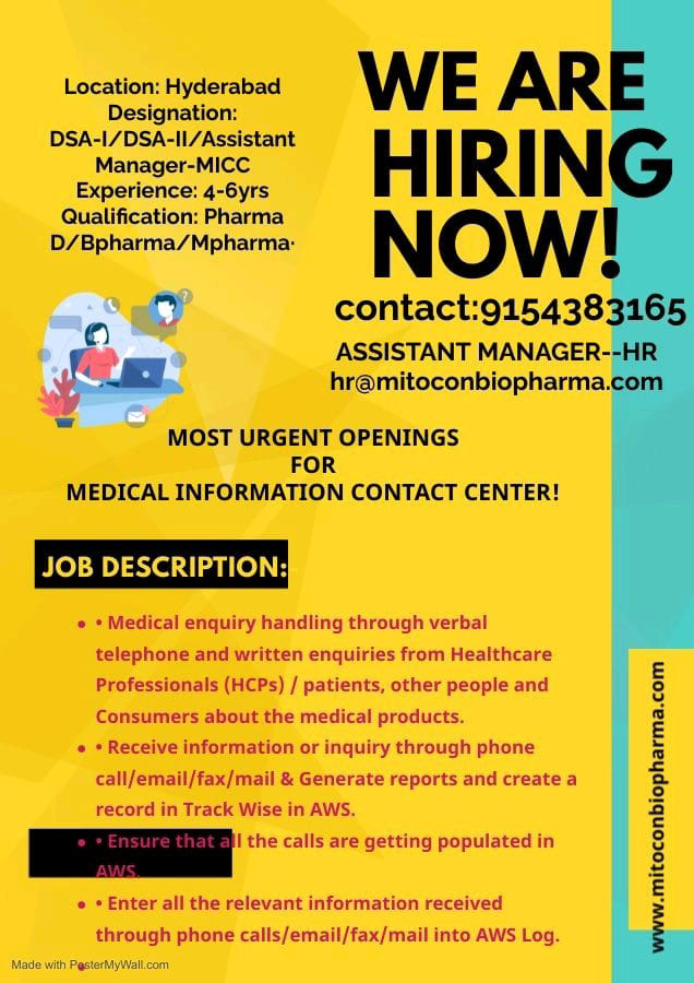 Job Availables, Mitocon Biopharma Job Vacancy for B Pharm/ D Pharm/ M Pharm