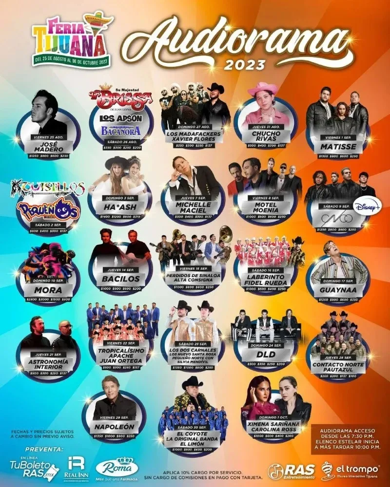 Artistas en Audiorama de las Estrellas 2023 en Feria Tijuana