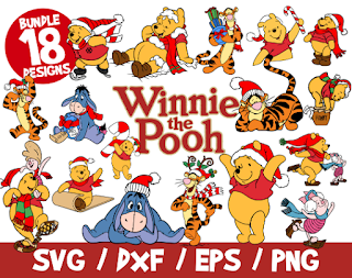 Christmas Winnie The Pooh SVG Bundle, Christmas Winnie SVG, Disney SVG, Winnie Cricut, Winnie Silhouette, Winnie Svg, Disney Svg, Winter