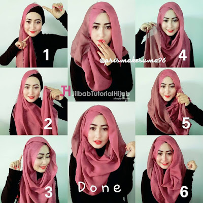 Gambar + Video Tutorial Hijab Square Rawis Glamour Terbaru