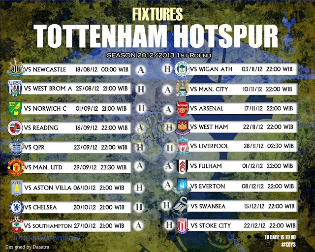 Jadwal Pertandingan Tottenham Hotspur Liga Inggris 2012/2013