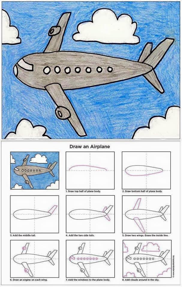 رسم الطائرات بالخطوات