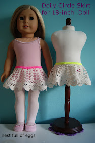 Doily circle skirt for 18-inch doll by nest full of eggs