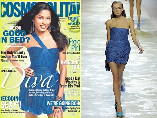 Freida Pinto Cosmopolitan March 09 Bluemarine dress