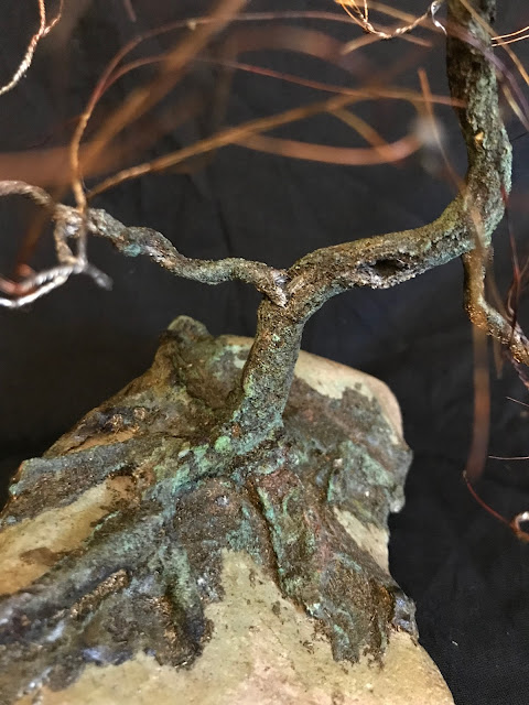 Bonsai, Bonsai tree, Copper Wire, Moyogi, Natural Rock, Oxidized Copper, Recycled materials, TAE Trees, TAETree, Touch Art Experience, Wabi Sabi