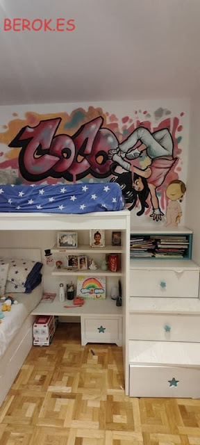 Graffiti con nombre para decorar habitación juvenil coco