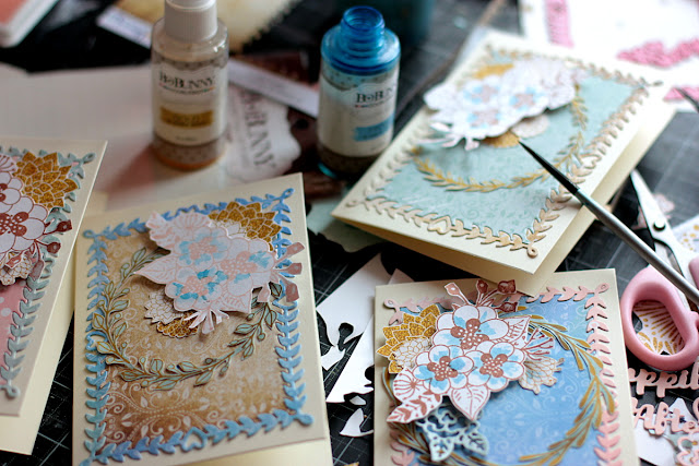 Stamping and Fussy Cutting Cards by Elena Olinevich using BoBunny Down By the Sea Collection