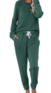 Tiptopshoppin Women's Solid Sweatsuit Set 2 Piece Long Sleeve Pullover and Drawstring Sweatpants Sport Outfits Sets