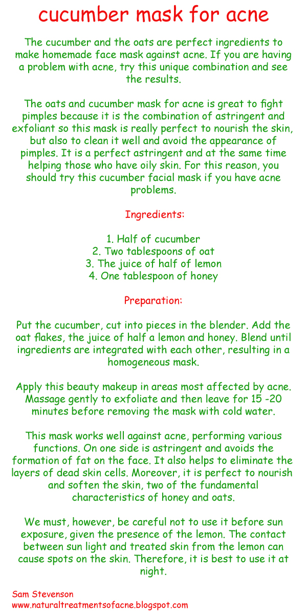 Cucumber mask for acne