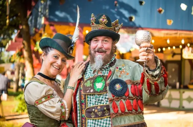A old man and woman enjoying in Texas Renaissance Festival