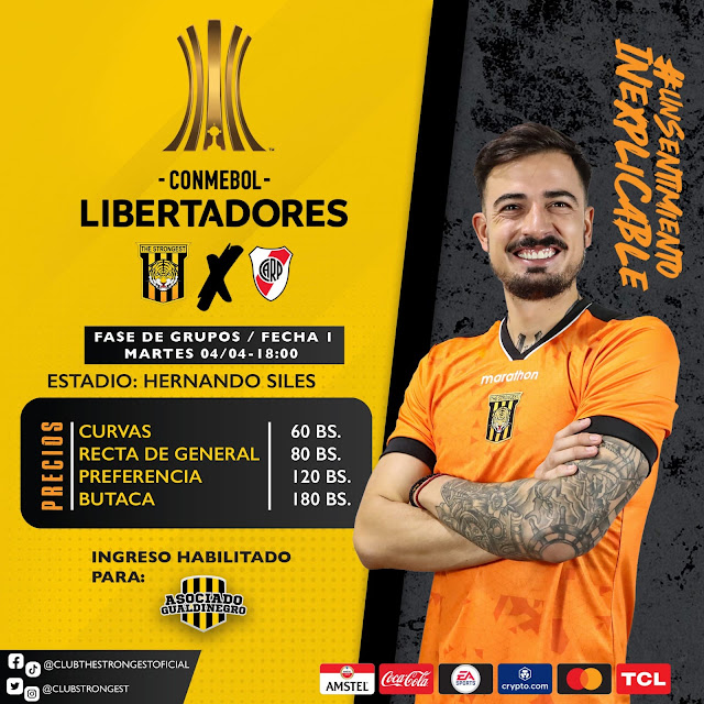 Entradas The Strongest vs River Plate por Copa Libertadores 2023