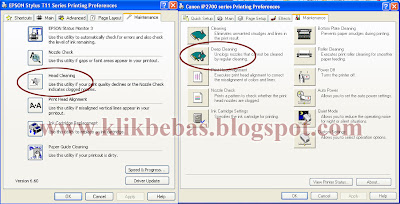 cara deep head cleaning printer