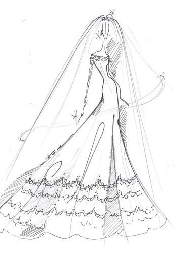 kate middleton wedding dress designer sketches. kate middleton wedding gown