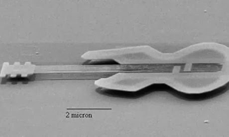 The smallest guitar in the world is of the size  of a red blood cell