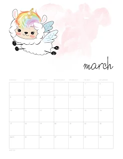 Llama Kawaii: Calendario 2019 para Imprimir Gratis.