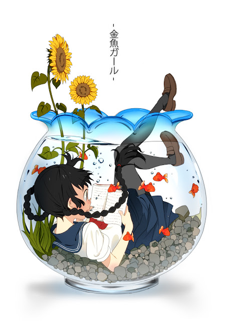 anime girl,anime read,anime underwater