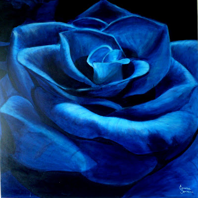 Blue Rose (For Brad) - Acrylic and gel medium on canvas, 3 x 3