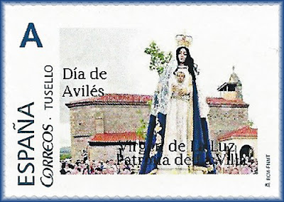 sello, filatelia, Virgen de la Luz, Avilés