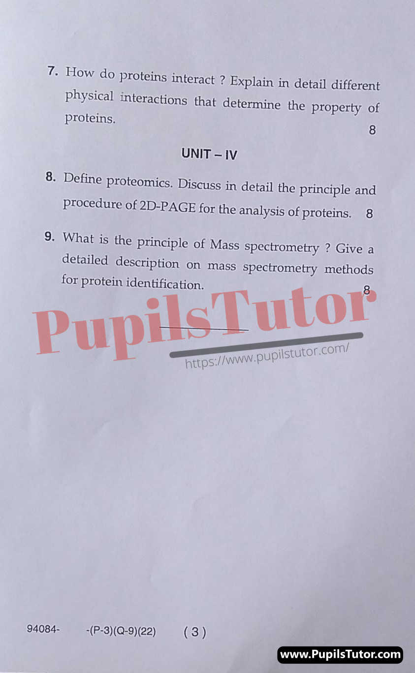 Free Download PDF Of M.D. University B.Sc. [Bio-Tech] 5th Semester Latest Question Paper For Genomic And Proteomics Subject (Page 3) - https://www.pupilstutor.com
