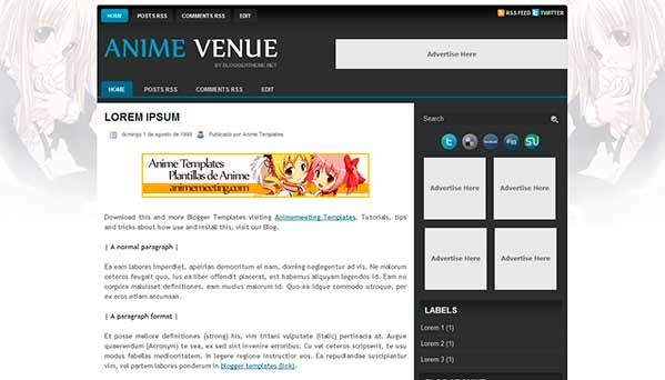 'Anime Plantilla Blogger' Anime Venue Template