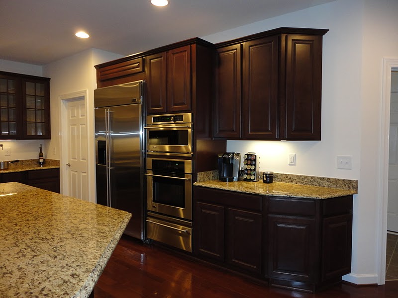 Dark Cherry Cabinets with Granite