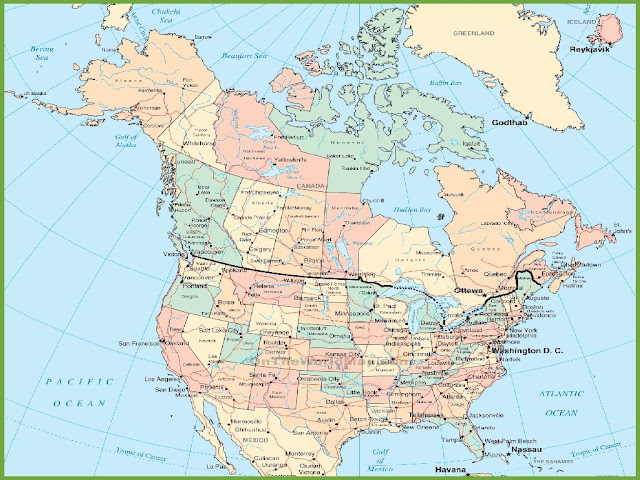 Map Of United States And Canada With Cities 