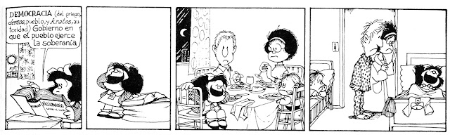 Mafalda comic with English translation on democracy