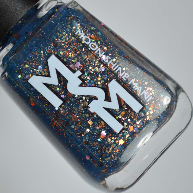 navy jelly nail polish with glitter in a bottle