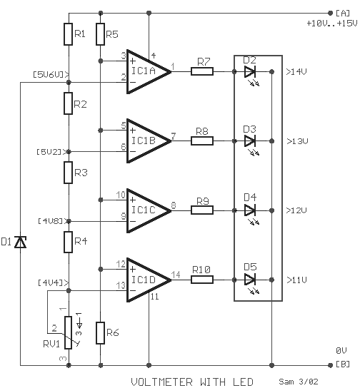 Car Battery Voltmeter with LED Indicator