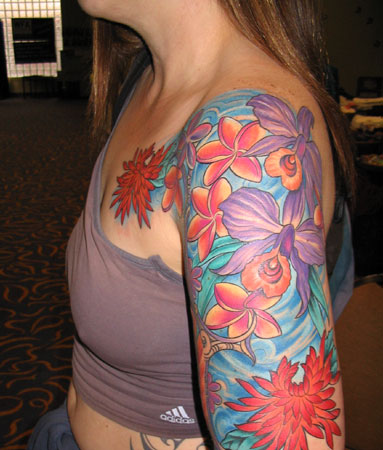Flower Half Sleeve Cover Up Tattoo