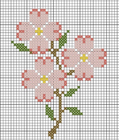Mini Pink Dogwood - Free Cross Stitch Pattern