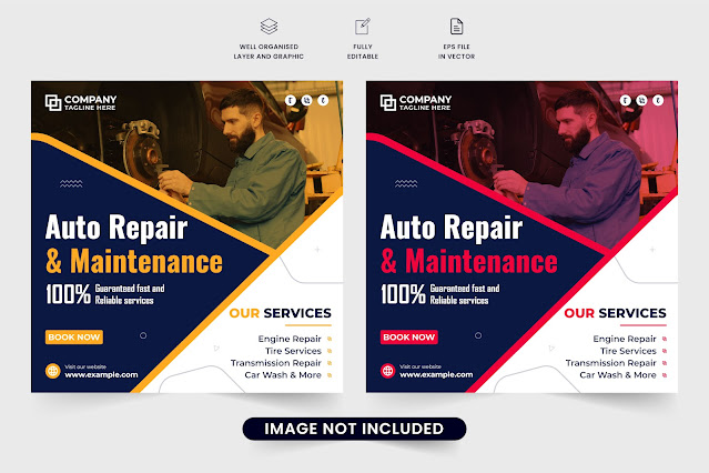 Car repair promotional poster vector free download