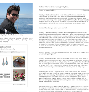 Being Interviewed by Mark Patterson Jewelry