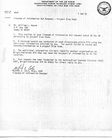 FOIA Request By Bill Moore Re Project Blue Room 1-7-1981