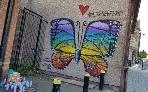 The butterfly wall mural in New Ferry