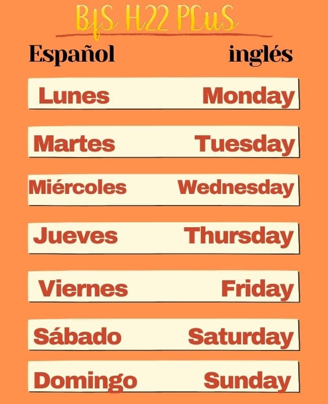 dias de la semana en ingles