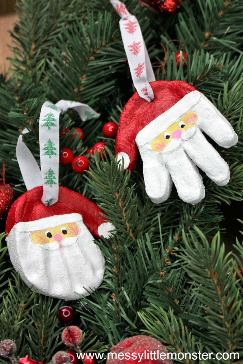 Santa salt dough handprint ornaments