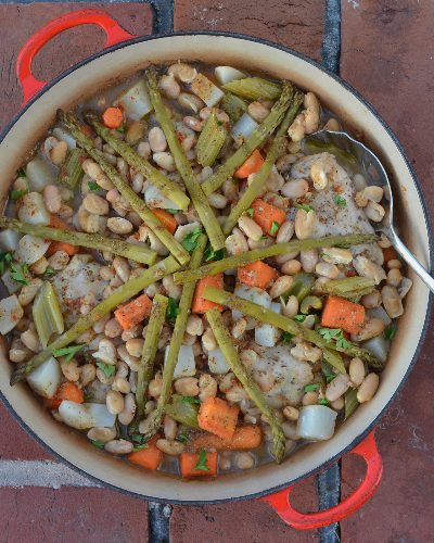 One-Pot Chicken with Beans and Vegetables ♥ KitchenParade.com, just add canned beans and vegetables and voila, supper's on the table.