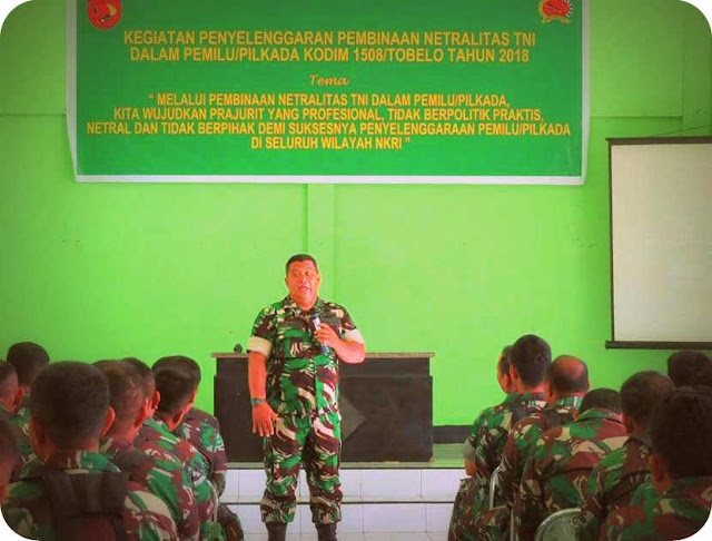 Kodim Tobelo Gelar Sosialisasi Netralitas TNI pada Pilkada Maluku Utara