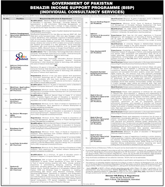 Job Available At BISP – Islamabad Jobs 2023