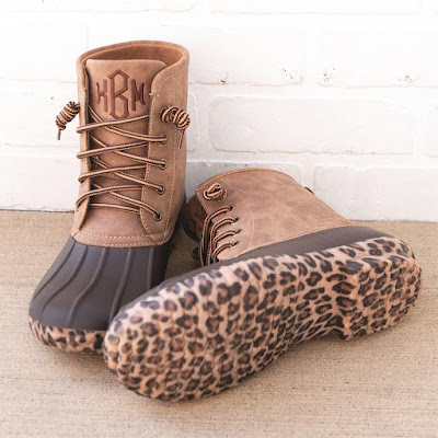 Monogrammed Leopard Sole Duck Boots