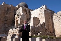 Glenn Beck talks during his 'Restoring Courage' rally in an archaeological park in Jerusalem's Old City,, Israel, August 24, 2011.