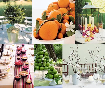 Tree via Martha Stewart Oranges via Bridescom Lantern via Rebecca Thuss