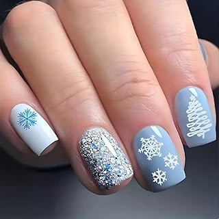 Blue Snowflake nails design