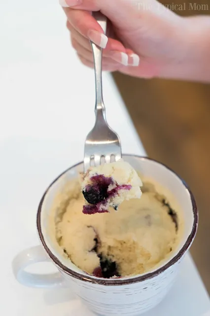 blueberry muffin in a mug