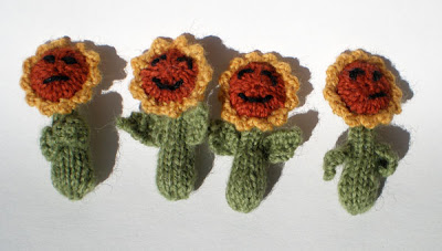 knitted sunflower magnets