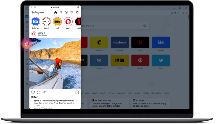 Opera 68 disponibile con Instagram integrato